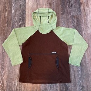 Melanzana Classic Micro Grid Hoodie, kid’s size XL Brown/Avocado Green